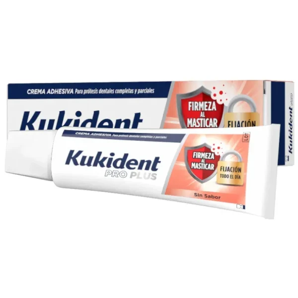 7421164-Kukident Pro Plus Firmeza Mastigar Creme Adesivo Próteses sem Sabor 40G.webp